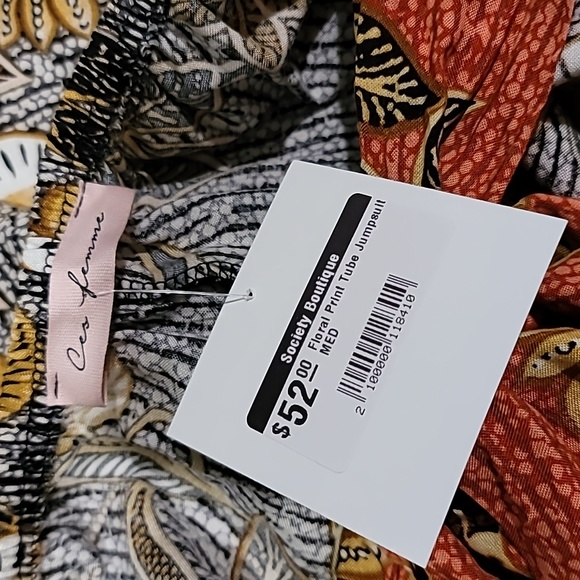 NWT Ces Femme Floral Print Tube Jumpsuit - SZ M - Picture 5 of 6